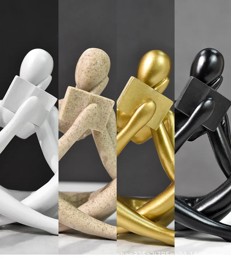 

New Creative Abstract Figure Reading Thinker Ornament for Living Room Study Wine Cabinet Resin Craft Decoration