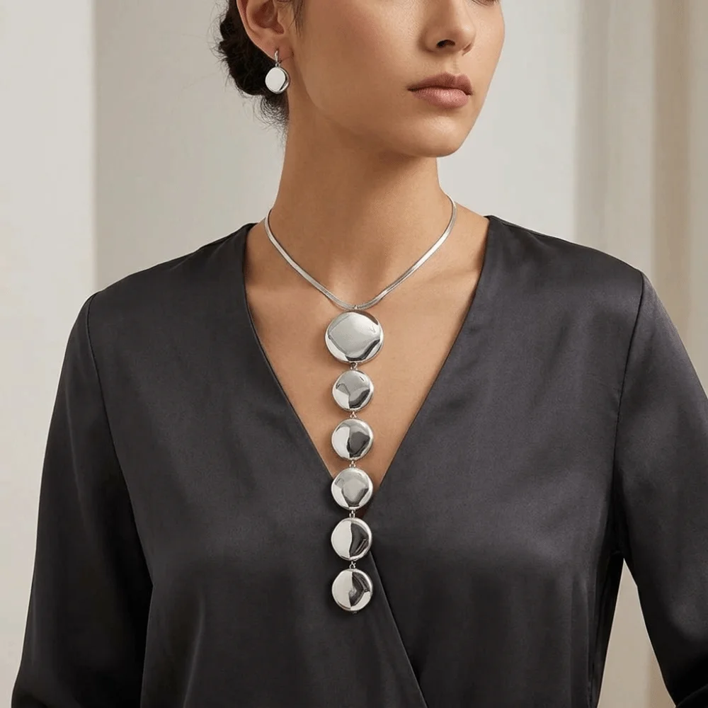 Irregular Geometric Pendant Jewelry Set Metal Style Y-Shape Women's Jewelry Set Reusable Portable