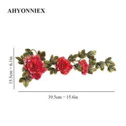 1 Piece 39.5CM Tangerine Embroidered Beaded Sequins Flower Patches Sew On Patch For Evening Dress Decoration Applique