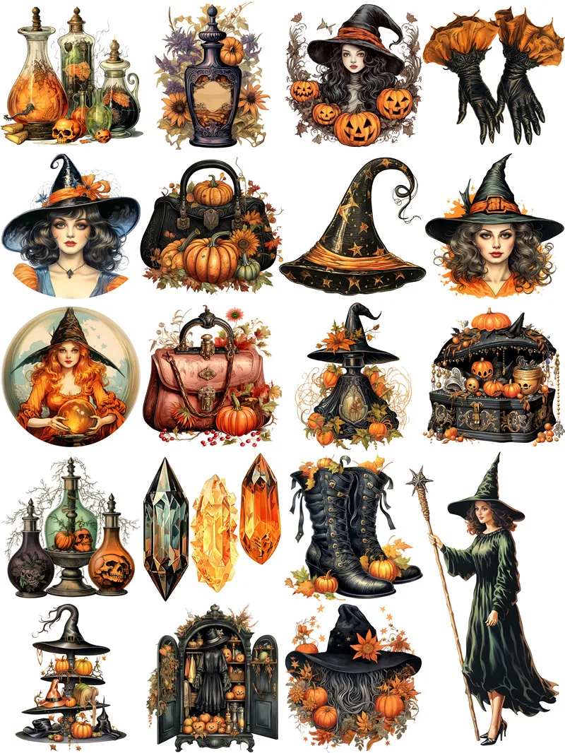 Halloween Witch Stickers Crafts And Scrapbooking stickers kids toys book Decorative sticker DIY Stationery