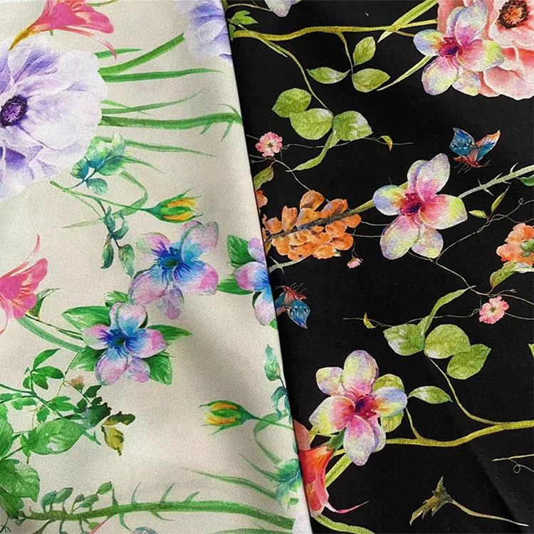 Manufacturers Customized Colorful Flowers Traditional Digital Print Organic Poplin Cotton Fabric For T-Shirt Artificial cotton