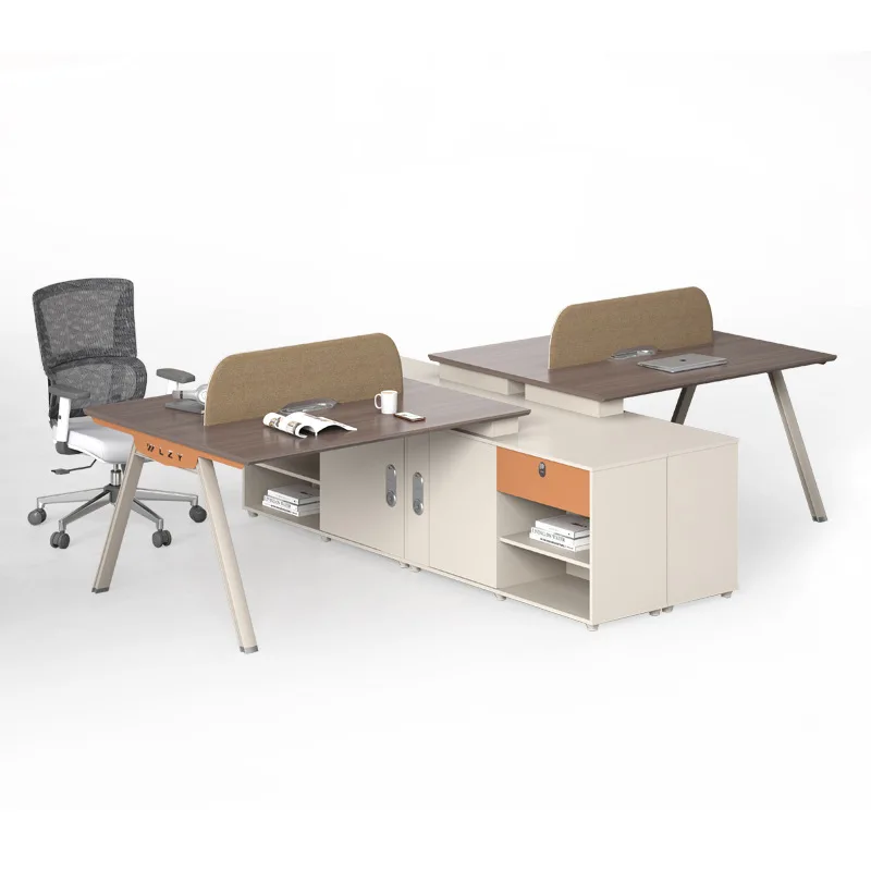 

Staff desk multi-person four-person finance station finance room staff with side cabinet card space staff table and chair