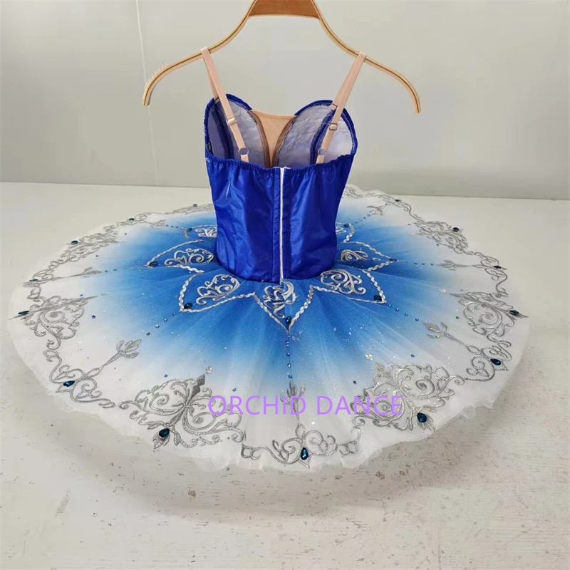 Professional High Quality Custom Size 7 Layers Kids Girls Women Adult Performance Wear Royal Blue Bird Ballet Tutu Costumes