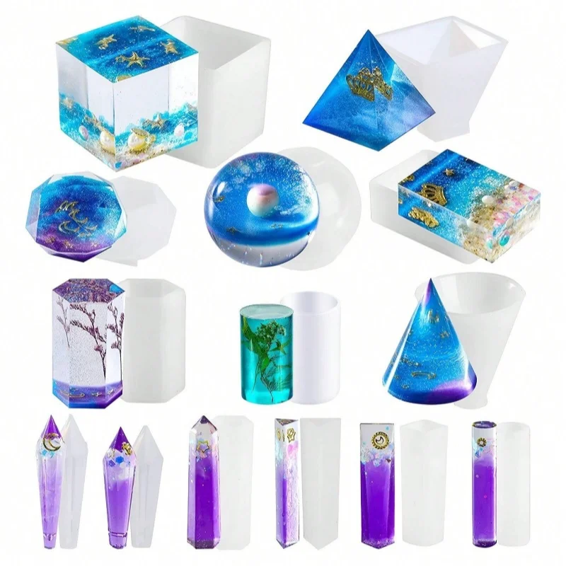 

14pcs Silicone Casting Molds DIY Large Clear Resin Mold Craft Making Tools Set For DIY Home Decoration Making Hanging Ornament