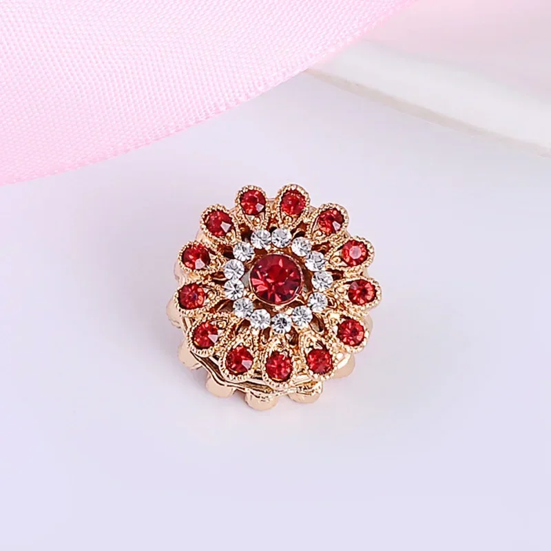 1pcs New Magnet Rhinestones Flower Brooches for Women Muslim Scarf Hijab Brooch No Hole Pins Fashion Jewelry Luxulry Accessories