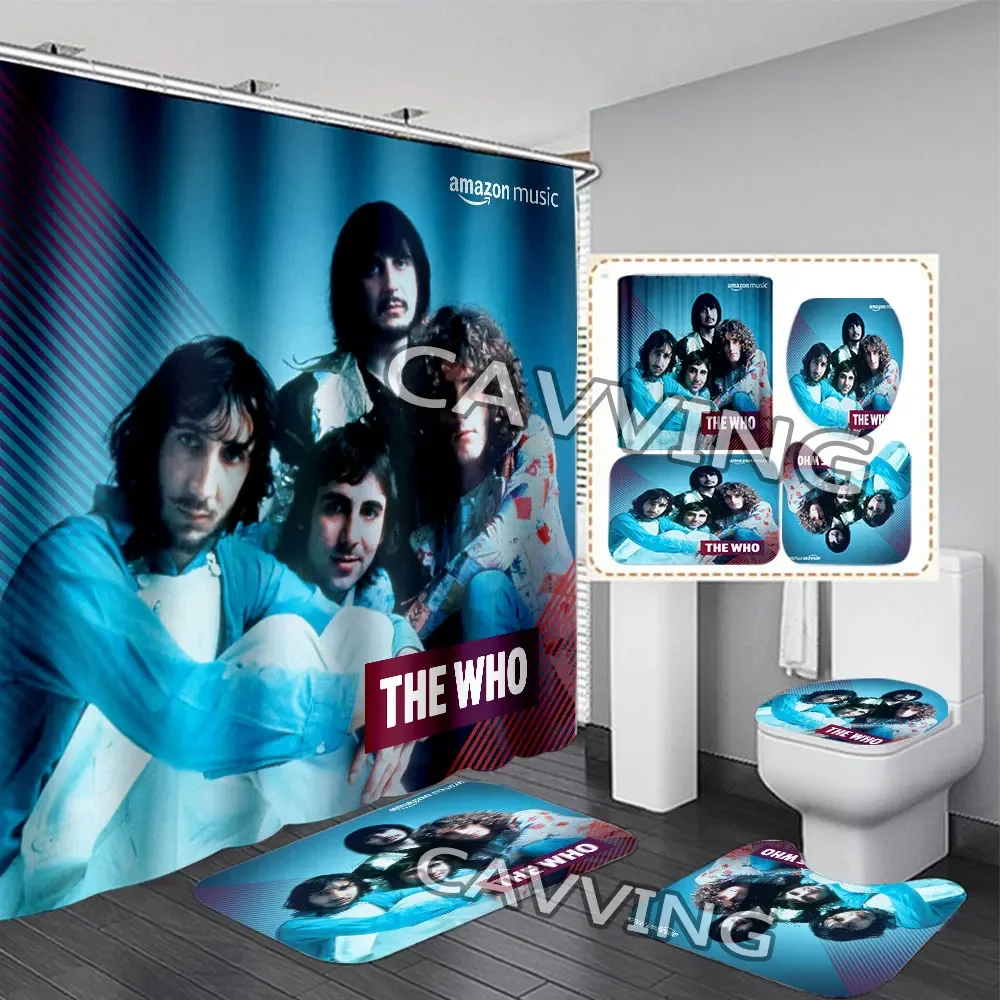 

Занавеска для душа с 3D принтом THE WHO, водонепроницаемая занавеска для ванной, комплект Противоскользящих ковриков для ванной комнаты, коврики для туалета K01