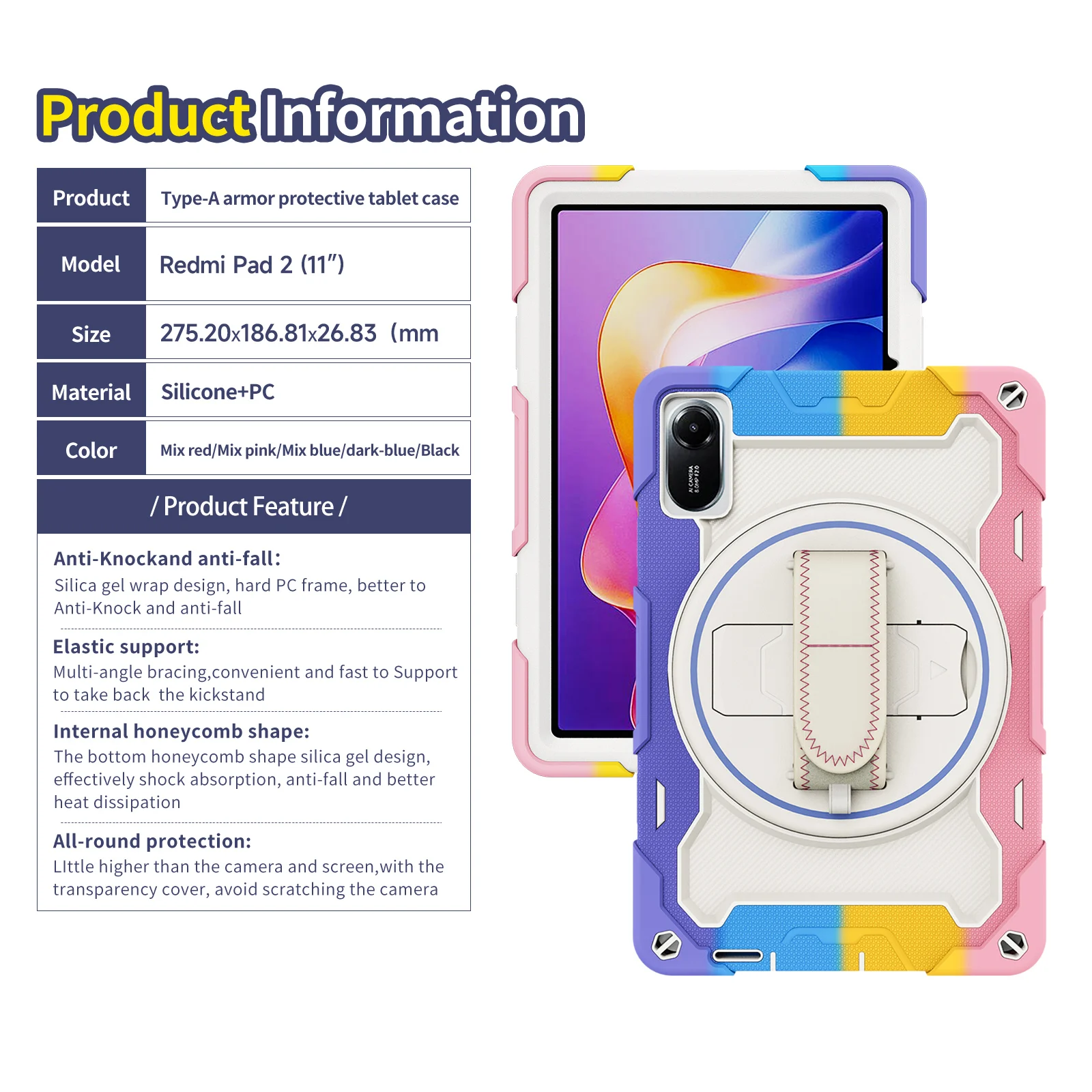 

Детский бронированный чехол-подставка для нового XIAOMI Redmi Pad 2/SE 2 11 дюймов 2025 Funda для Redmi Pad 2 11 дюймов 2025 противоударный чехол для планшета