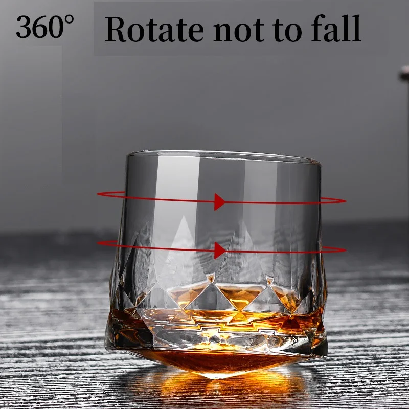 

1-6pcs Novel Creative Thick Crystal Whiskey Tumbler Glass Spinning Tops Design Hammer Glasses Of Wine Brandy Cup Wineglass