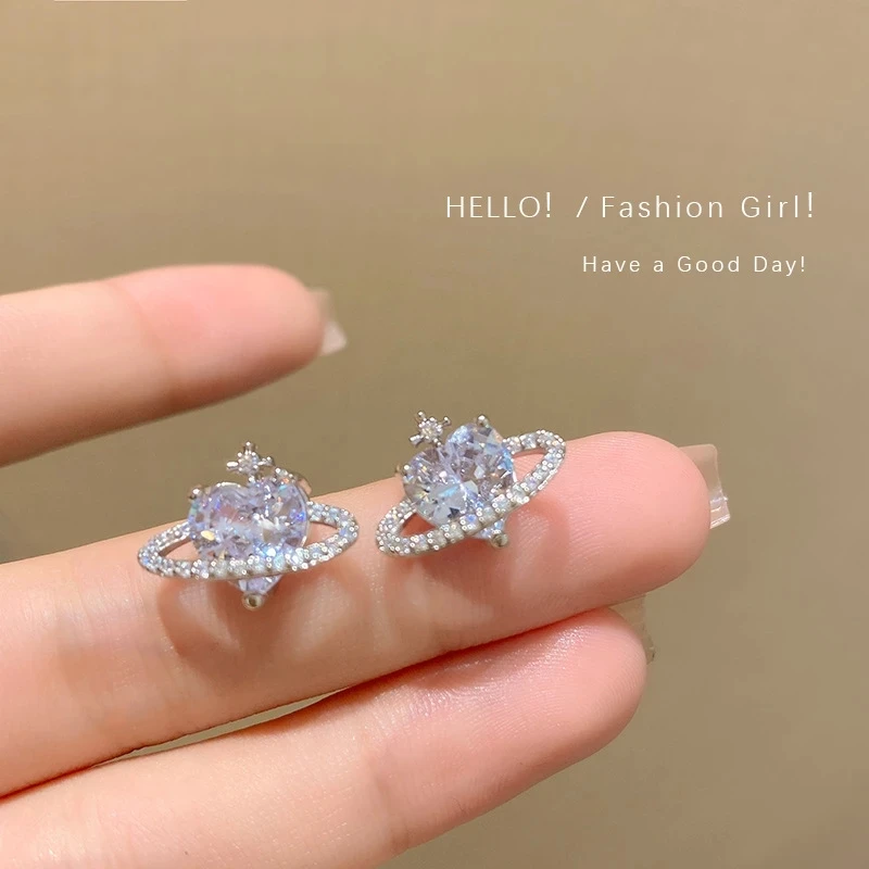 2022 New Arrival Korea Delicate Simple Zircon Cosmic Star Stud Earrings For Women Fashion personality Cute Crystal Jewelry Gifts