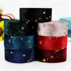 Star Bronzed velvet Ribbon Christmas Decorations New Year Red Festival Bows Gift Box Packaging Ribbon Festival Scene 1 meter