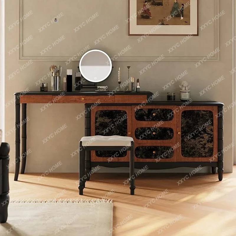 A Retro Dresser Chest Integrated Bedroom Master Bedroom Corner Makeup Table Solid Wood Light Luxury