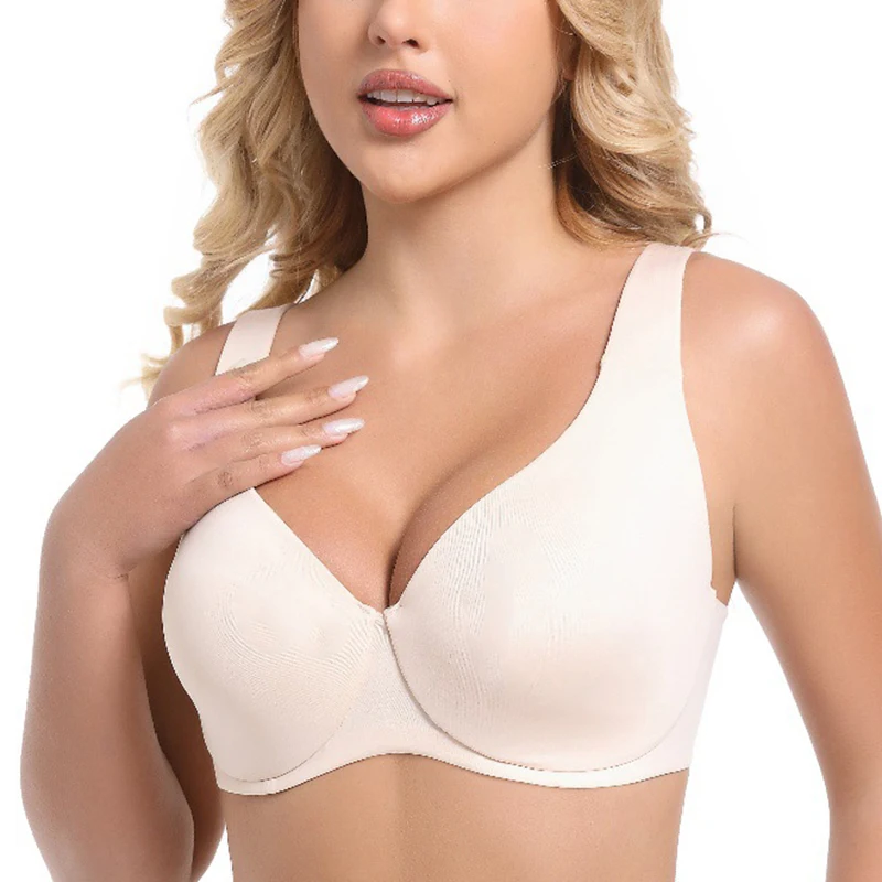 Womens Smooth Seamless Minimizer Bras Full Coverage Underwire Non Padded Push Up Bra Female Lingerie 34 36 38 40 42 B C D DD E F