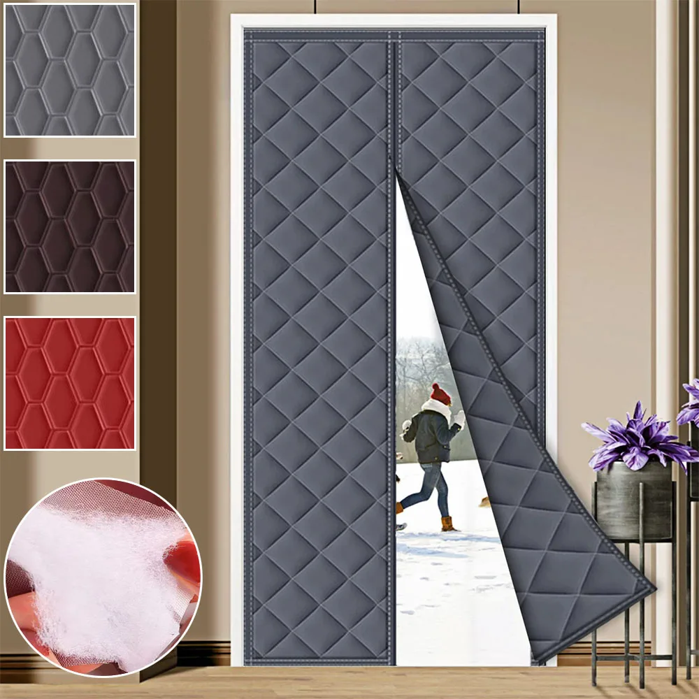 Autumn Winter Self Absorbing Thickened Cotton Door Curtain No Installation Windproof Cold Resistant Door Curtain Rideau De Porte
