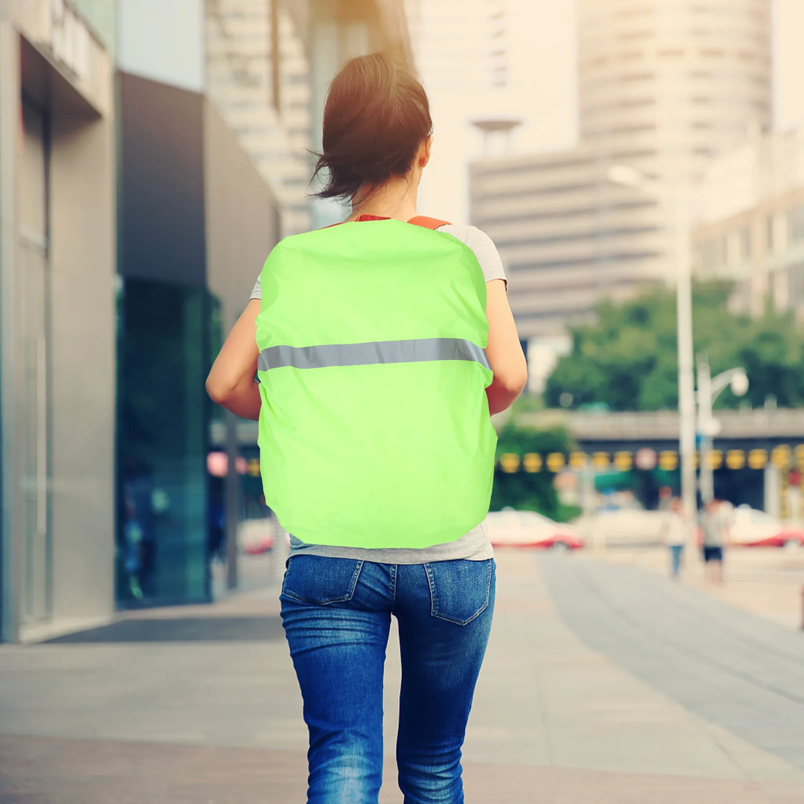 

High Visibility Waterproof Backpack Rain Covers Reflective Strip Snug Fit Outdoor Hiking Cycling Mountaineering Bag Rain Shields