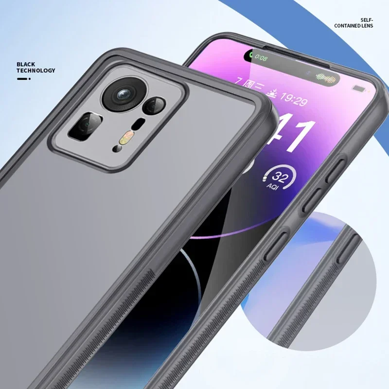 Coque Phone Case for Xiaomi Mix 4 Mix4 5G Soft Silicone Hybrid Acrylic Lens Protector Film Transparent Couples Back Cover Fundas