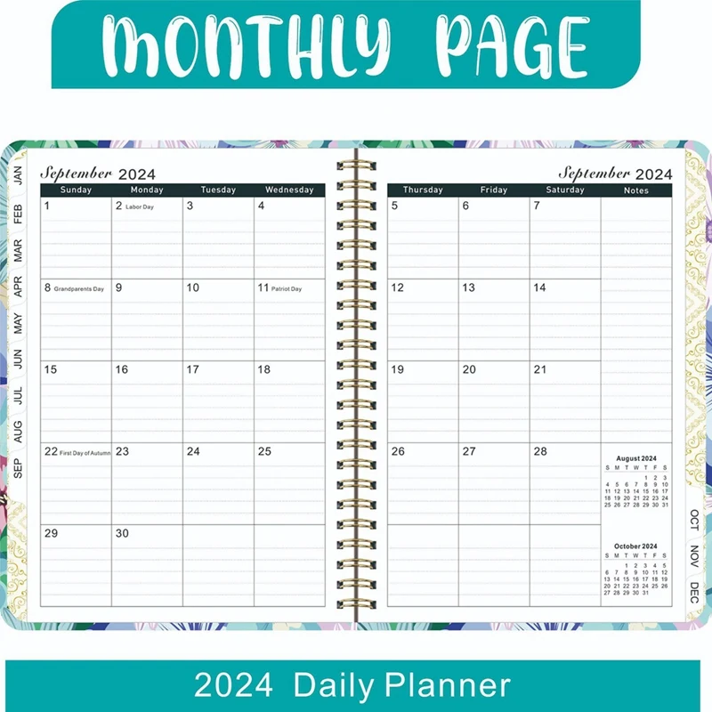 2024 Planner Spiral Planner Notebook From JAN.To DEC.2024, 8.5X6.2Inch, With Stickers