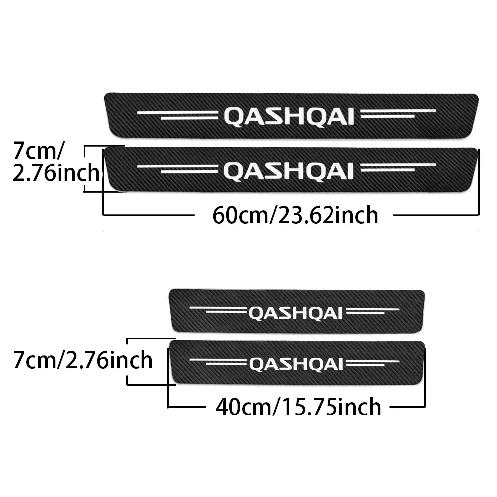 Car Door Sill Scuff Plate for Nissan Qashqai J11 J10 X-Trail Tiida Teana Elgrand Patrol Carbon Fiber Trunk Bumper Tape Sticker