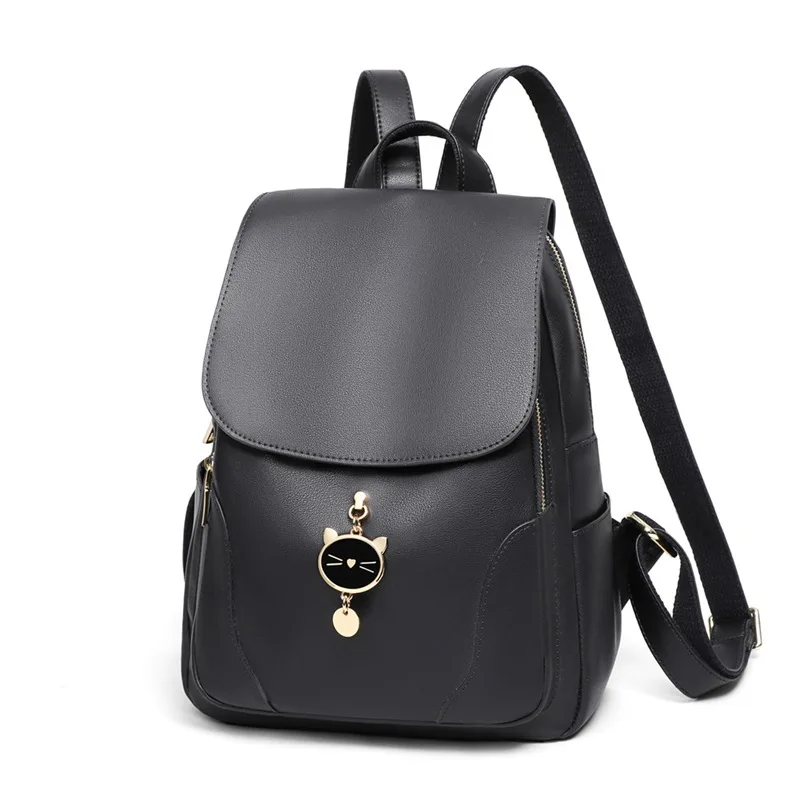 

Новинка 2026: Женский черный рюкзак из натуральной кожи для путешествий, вместительная повседневная сумка для активного отдыха, лаконичный дизайн, гладкая поверхность