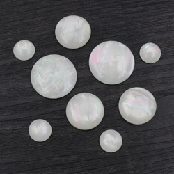 New Fashion 8mm 10mm 12mm 20mm 25mm White Shell Color Flat Back Resin Cabochons Cameo DIY Jewelry Making Accessories