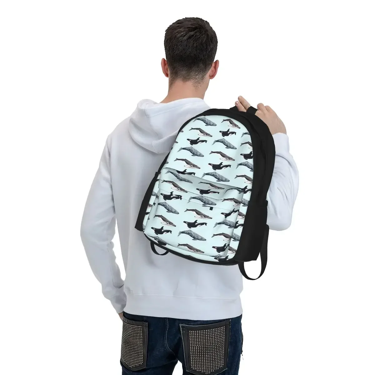 Orca, Humpback And Grey Whale Backpacks Boy Girl Bookbag Children School Bags Cartoon Kids Rucksack Travel Rucksack Shoulder Bag