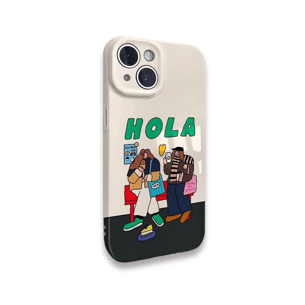 Ins HOLA Personality Girl Gathering Cartoon Phone Case for IPhone 16 15 14 13 Pro Max 12 11 Pro Plus Shockproof Ultra Thin Cover