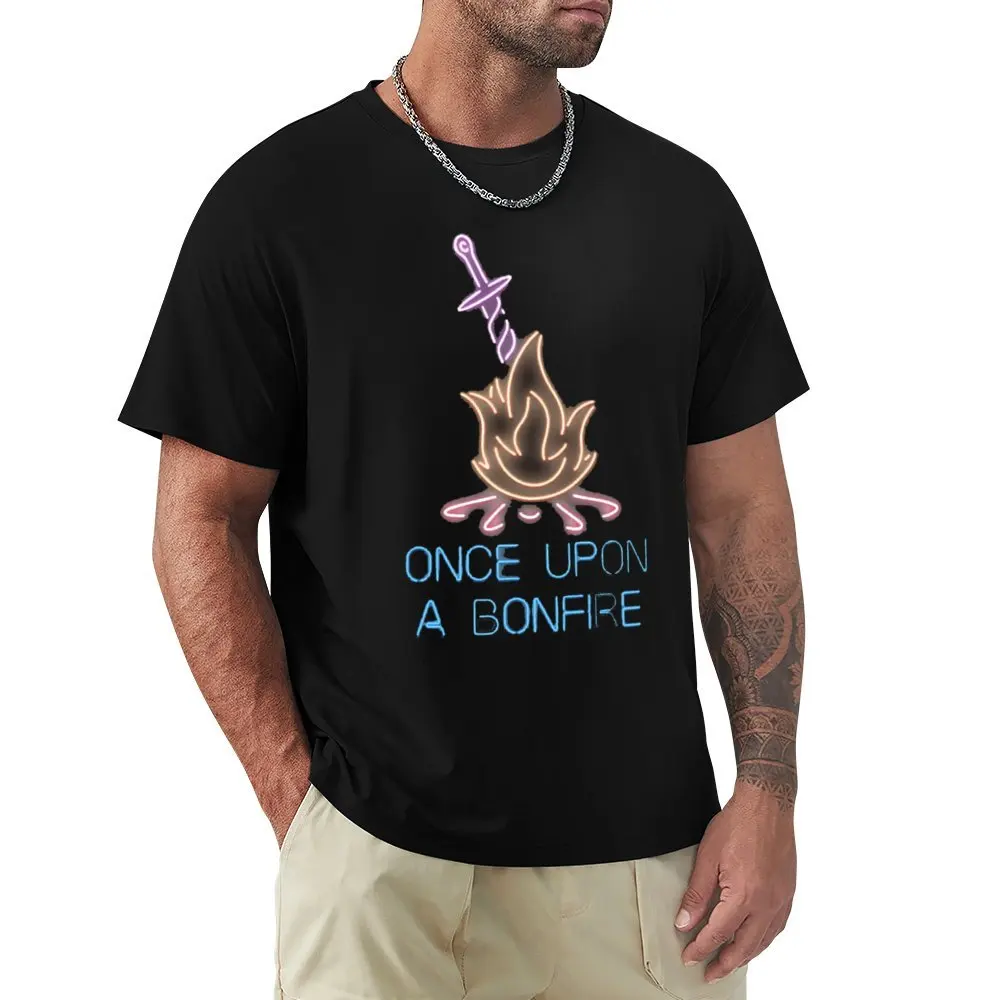 Once Upon A Bonfire Dark Souls Round Neck T-shirt Movement Top Tee Vintage Funny Novelty Aactivity Competition USA Size