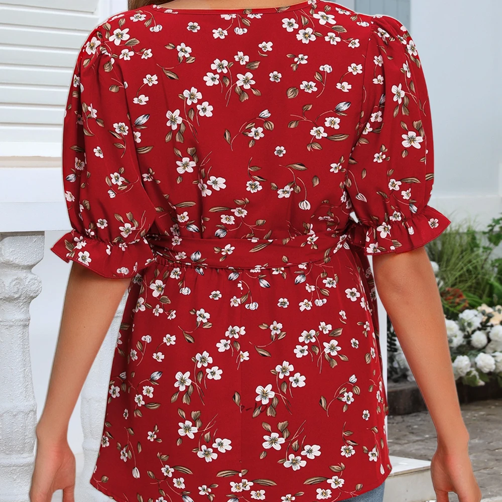 الأم الحامل الخامس الرقبة قابل للتعديل الخصر الرضاعة الطبيعية ارتداء بلوزة المرأة الحمل بلايز الأمومة تي شيرت للاستخدام اليومي