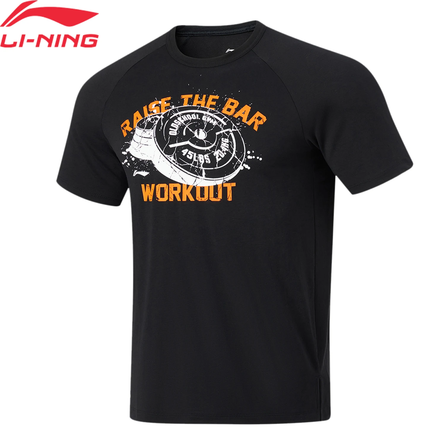 Li-Ning Men Sports Style T-Shirt Fitness Breathable 81%Polyester14%Cotton5%Spandex Regular Fit Comfort Leisure Tee Top ATSU007