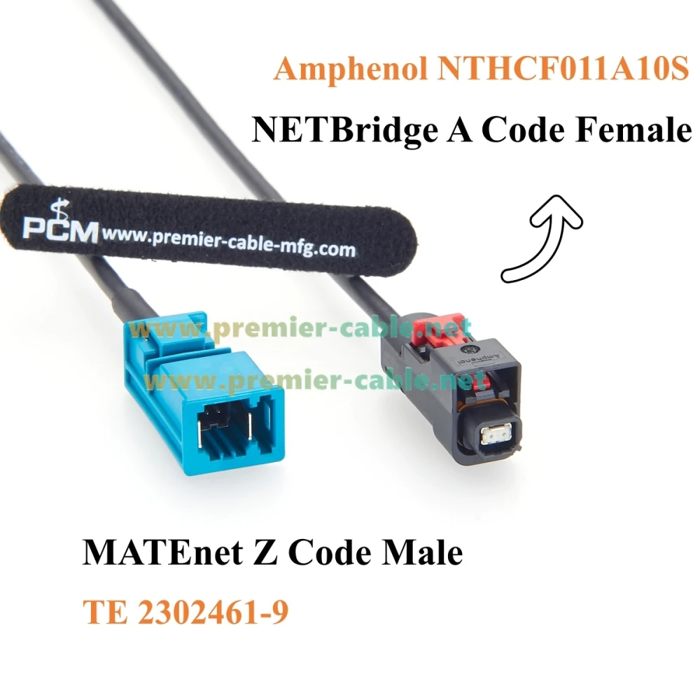 Amphenol NETBridge Buchse auf TE MATEnet Stecker Automobil-Ethernet-Kabel NTHCF011A10S zu 2302461-9 100/1000BASE-T1 für ADAS, ECU – Detail 3