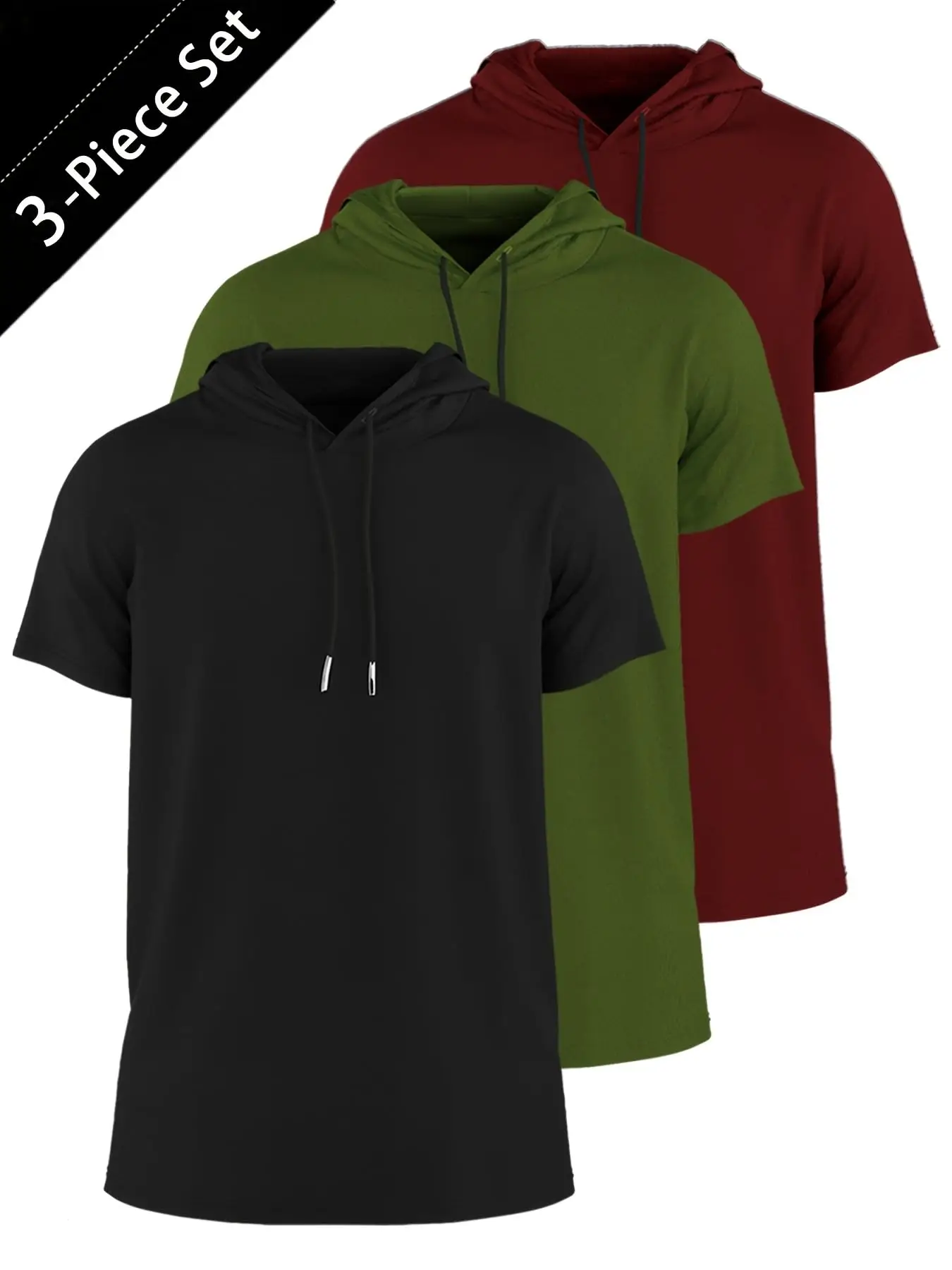 Men's 3- T-Shirts with Hooded Design, Solid Colors for Fitness, & Summer Wear