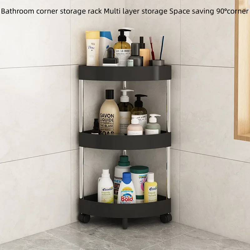 3-stufiges Regal Badezimmer regal Organizer bewegliche Universal räder platzsparendes Eck dreieck kleiner Regalst änder für Badezimmer