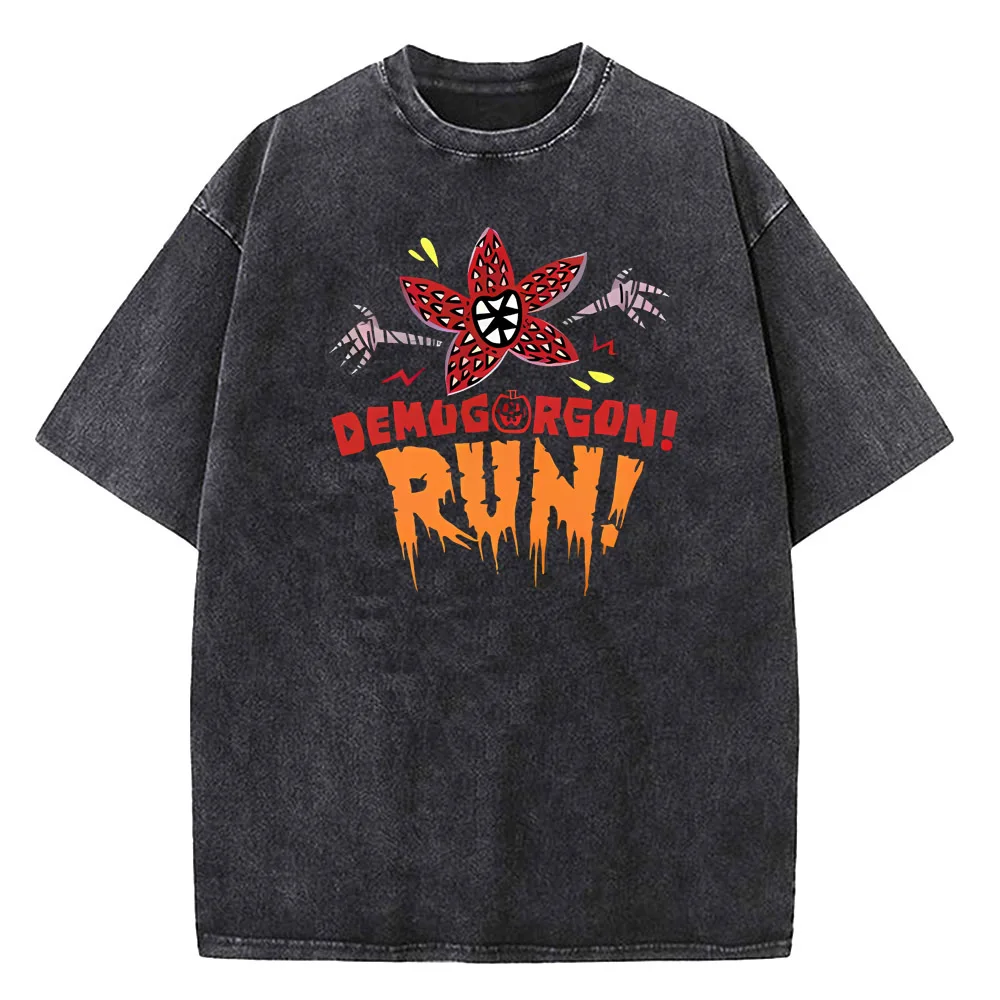 

Винтажная стираная футболка Demogorgon Hawkins для женщин и мужчин, хлопковая футболка в стиле аниме, летняя уличная классическая модная футболка в стиле Харадзюку, одежда