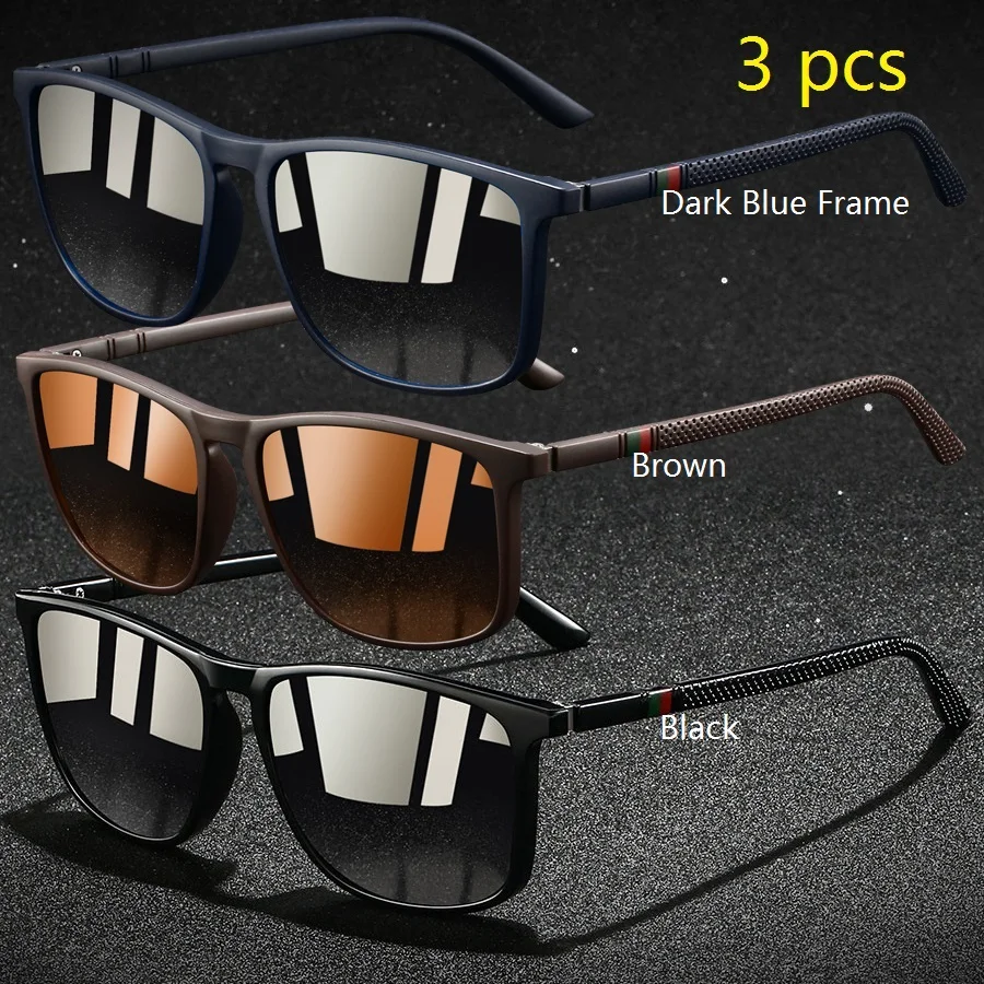 3PCS Mode Vintage Überprüfen Quadrat Sonnenbrille Männer Frauen Fahren Angeln Luxus Marke Designer Sonnenbrille Retro UV400 Brillen – Detail 3