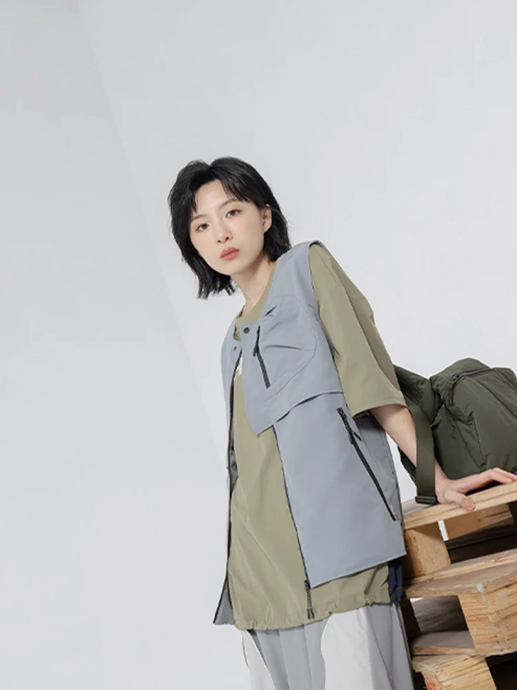 

Жилет рабочий Queenop 2025 для активного отдыха, уличный стиль, свободный крой, полиэстер, на молнии, цветной