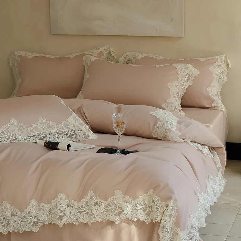 Luxuriöses Bettwäsche-Set, cremefarben, Queen-Size-Größe, Schlafzimmer-Dekoration, weich, bequem, elegantes Design für Frauen und Paare, Prinzessinnen-Bettlaken – Detail 8