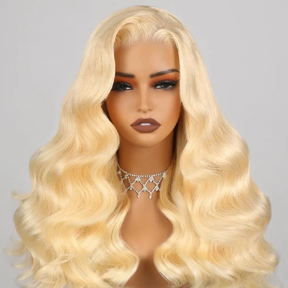 

613 13x4 Lace Front Wig Human Hair Body Wave Blonde Lace Frontal Wigs for Women 200% Density Natural Hairline With Baby Hair