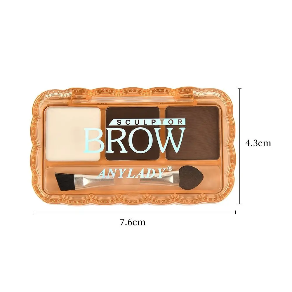 Long Lasting Eyebrow Powder Kit Waterproof 3 Colors Brow Tint with Brush Black Light Dark Brown Brow Filler Palette