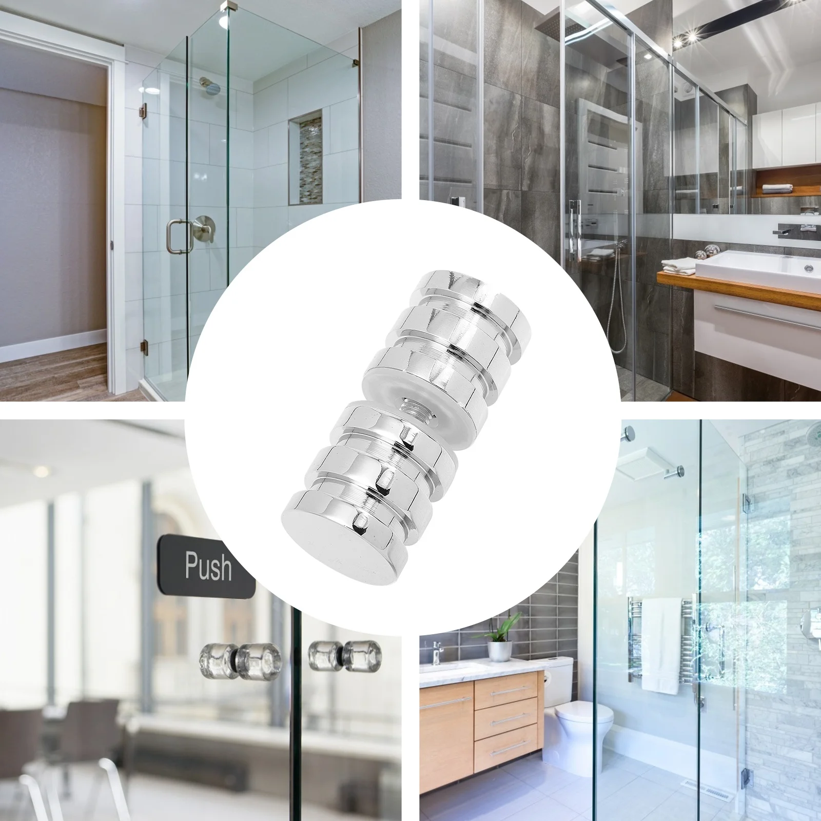 

1pc Bathroom Glass Door Handle In Silver Aluminum Alloy Pull For Shower Room, Kitchen Cabinet, Wardrobe, Sliding Door, Furniture