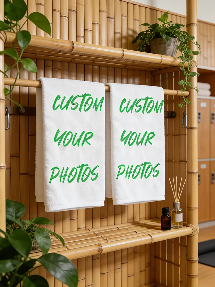 1Pc/2Pc Customizable Towels - Personalized Photo Design Soft Towels for Gym, Rectangular Bathroom and Kitchen Towels - Ideal Gift for Weddings, Birthdays, Holidays, Family Gatherings, Bathroom Accessories