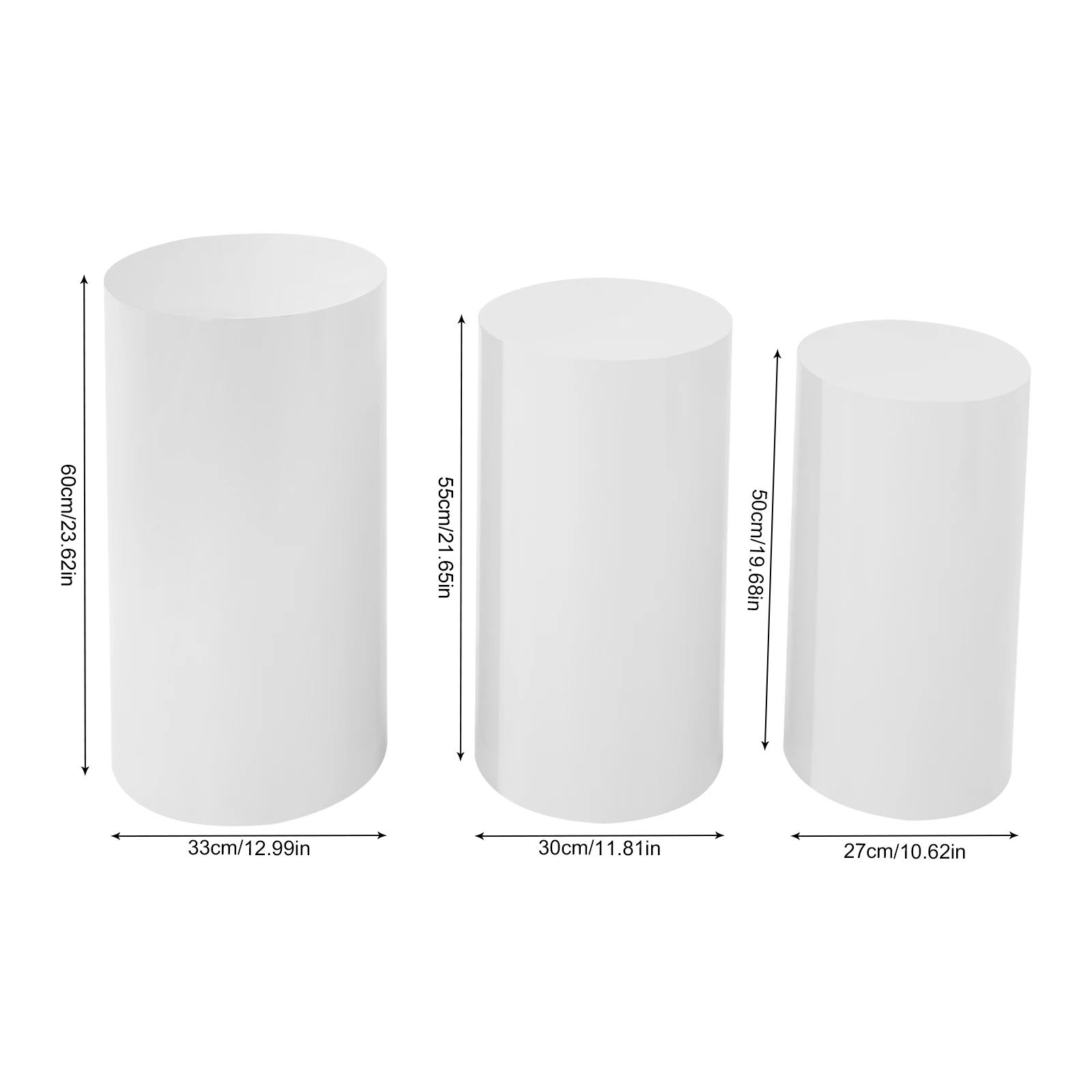 3 Pieces (690-50cm) Wedding Cake Cylinders High Load-bearing Display Base Banquet Guide Frame
