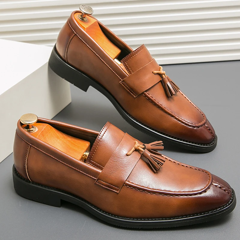 

Classic Flat Walking Leather Shoes Men Casual Business Shoes Men's Dress Shoes Social Office Leather Loafers Formal Shoes Man