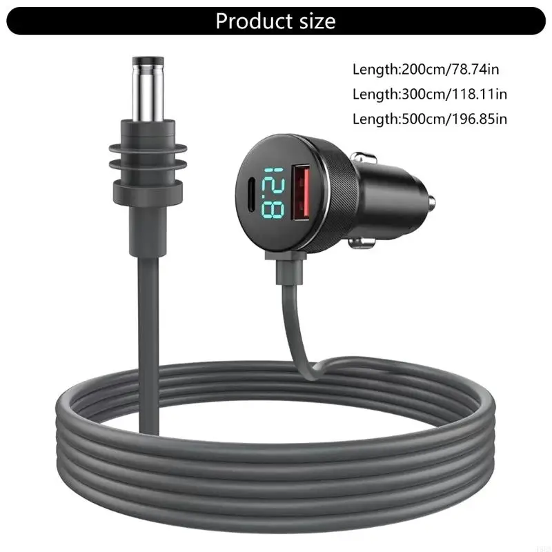 T5EA自動充電アダプターカー充電ケーブルデジタルディスプレイ充電付き