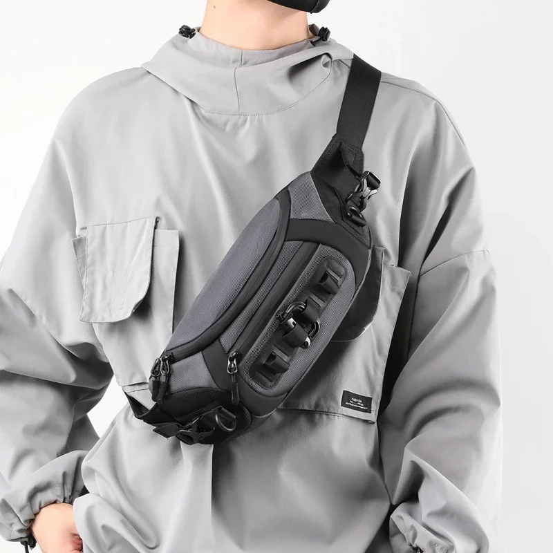 

2025 Faashion Men Nylon Crossbody Business Chest Bags Top Sales Designer Brands Leisure Daily Chest Bags With Big Pockets Zipper