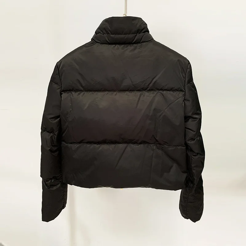 HKSH 2025 Winter New Women's Short Down Coat Stand Collar Double-zipper Versatile Dark Elegant Trendy Warm Puffer Jacket HK15891