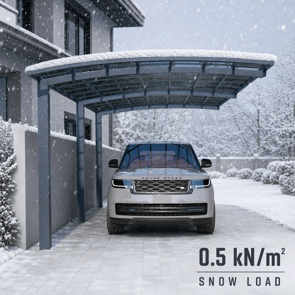 Luxury Modern Insulated Outdoor Carport, Heavy Duty Aluminum Frame Polycarbonate Roof Weatherproof Parking Canopy