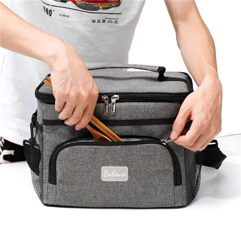 Insulated bag, large outdoor picnic bag, crossbody Oxford cloth insulated bag, thickened aluminum foil cold storage bag