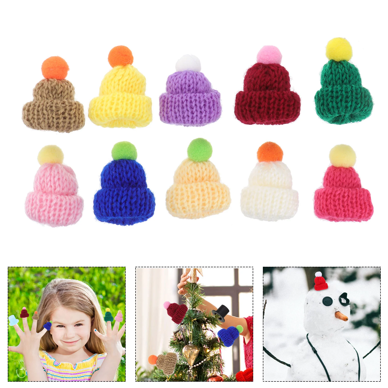 

10 Pcs Mini Knit Hat Decor Making Gadget DIY Accessory Hats Handmade Material Plant Accessories Knitted Small Tools