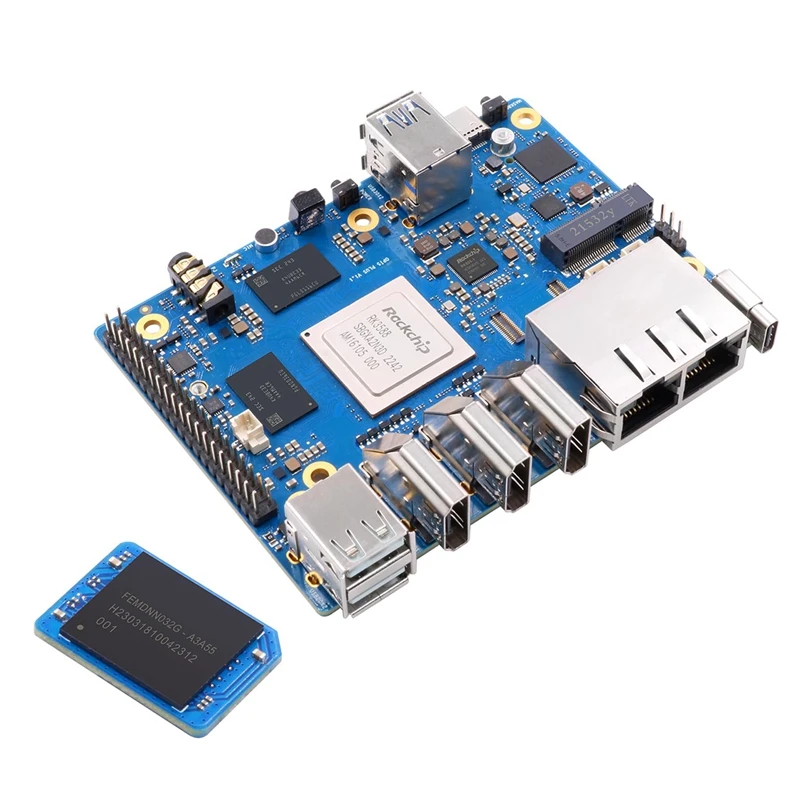 Dla Orange Pi 5 Plus Development Board 4G+32G EMMC Module Kit RK3588 64Bit 2.5G M.2 Slot Support 2230 Wi-Fi 6 BT Module Set