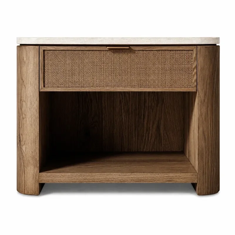 American Solid Wood Bedside Table Luxury Villa Bedroom Nightstand Display Cabinet Storage Locker High End Furniture