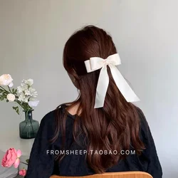 Horquilla de lazo de tela para mujer y niña, pinzas para el cabello de cinta, Clip superior de lazo blanco y negro, accesorios para el cabello femenino